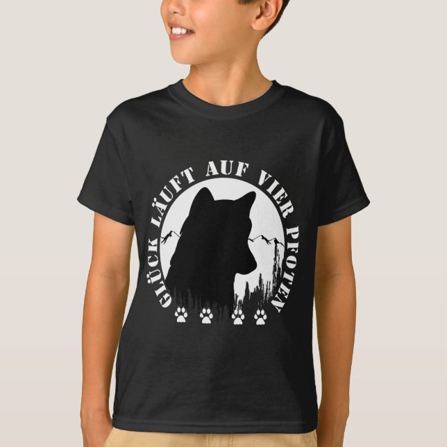 Husky-Glück läuft auf vier Pfoten T-Shirt (Frente)