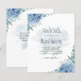Hydrangea Azul Moderno Convite para Casamento Flor