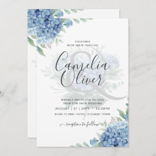 Hydrangea Azul Moderno Convite para Casamento Flor