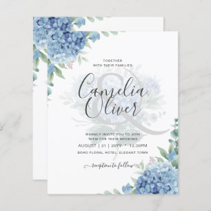 Hydrangea Azul Moderno Convite para Casamento Flor