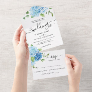 Hydrangea Blue Dusty Light Floral Weding RSVP