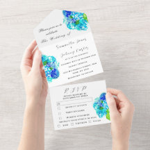 Hydrangea Blue Floral Watercolor Casamento Russo