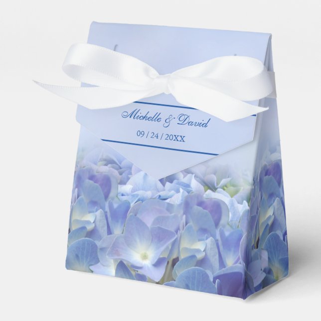 Hydrangea Blue Florals Caixa de Favor do Casamento (Frente)