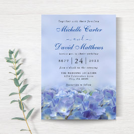 Hydrangea Blue Florals Convite para casamento