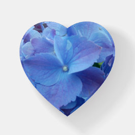 Hydrangea Blue Heart Glass Paperweight
