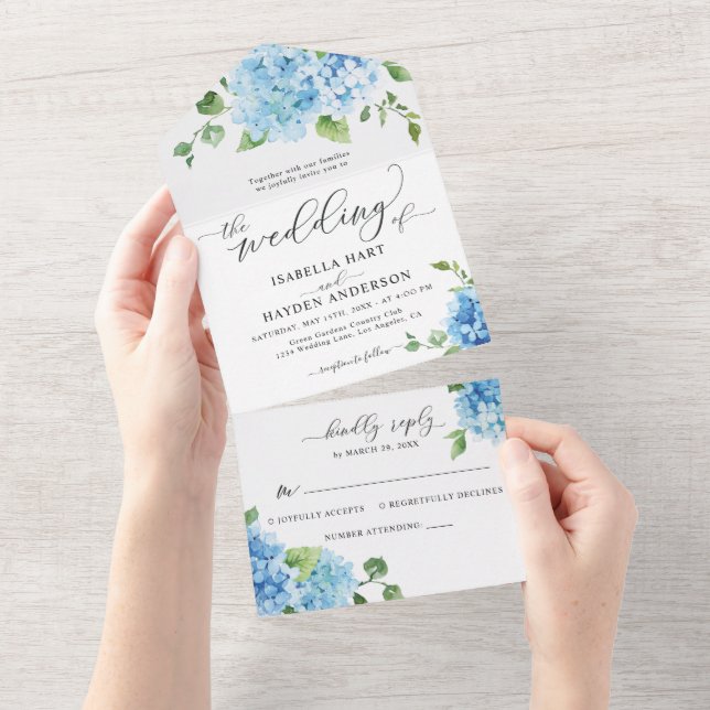 Hydrangea Boho Casamento Floral Botânica Azul Clar (Tearaway)