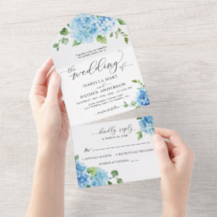 Hydrangea Boho Casamento Floral Botânica Azul Clar
