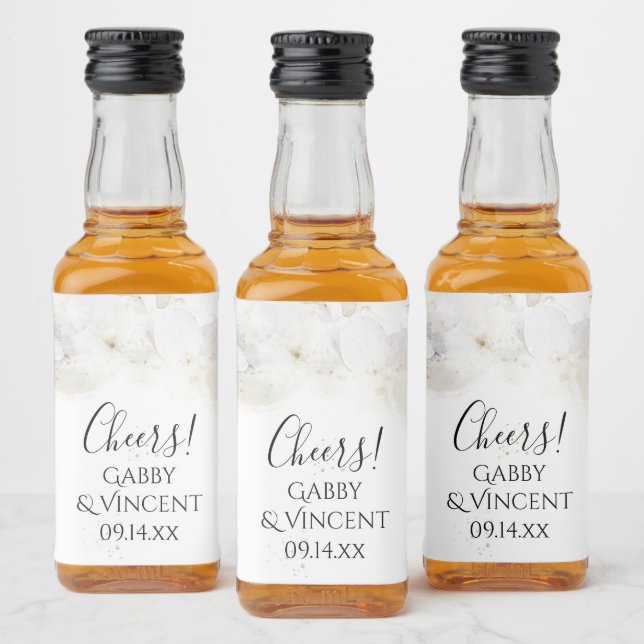 Hydrangea Branca Flores Aquarela Casamento (Garrafas)