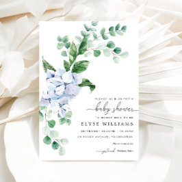 Hydrangea Chá de fraldas Floral Azul Convite