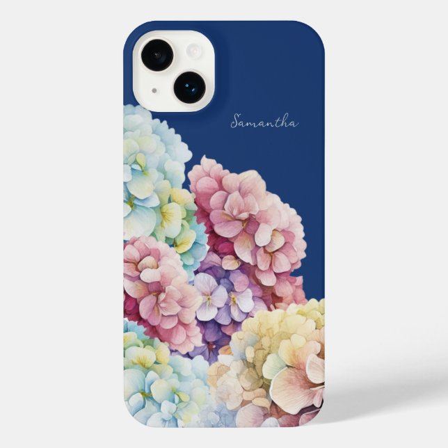 Hydrangea de Aquarela Azul Personalizado (Verso)