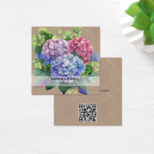 Hydrangea de Aquarela com Cartões de visitas de có