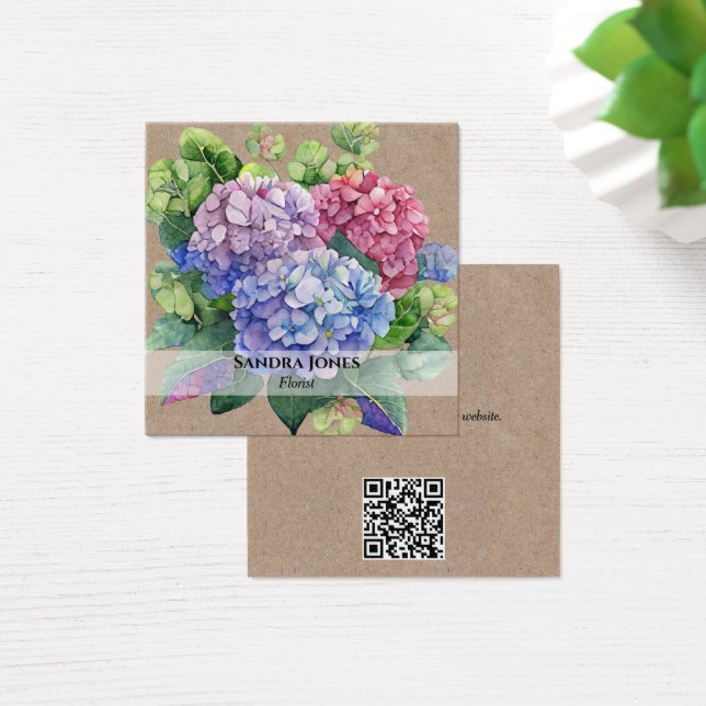 Hydrangea de Aquarela com Cartões de visitas de có (Mesa)