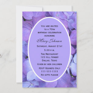 Hydrangea do convite de aniversário do 70