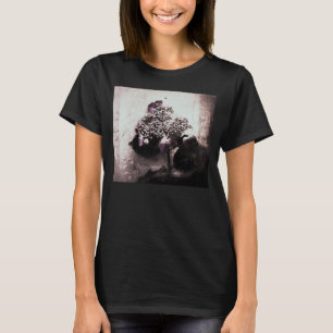 hydrangea em camiseta de Hanes com grunge de scrip