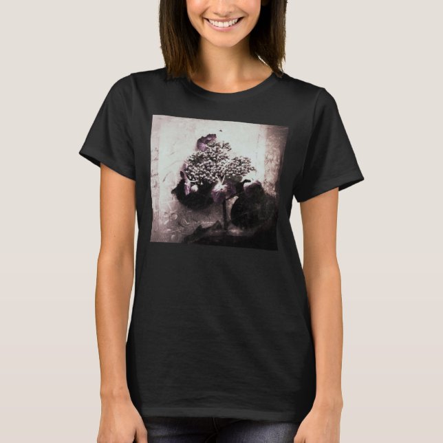hydrangea em camiseta de Hanes com grunge de scrip (Frente)