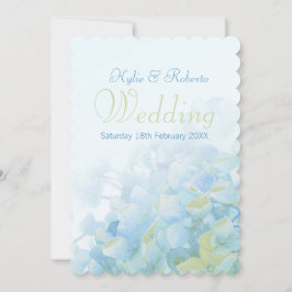 Hydrangea floral azul convite de casamento verde