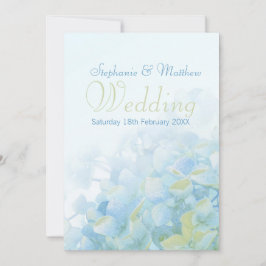 Hydrangea floral azul convite de casamento verde