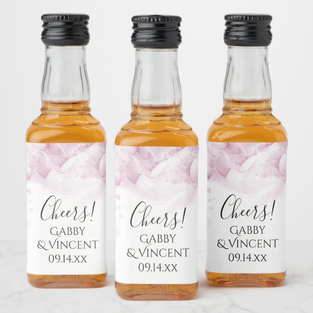 Hydrangea Flores Rosa Pálidas Casamento de Aquarel (Garrafas)