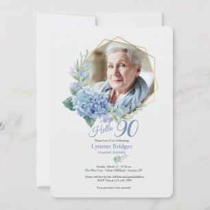 Hydrangea Frame Foto Aniversário Convite