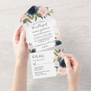 Hydrangea Marinho Casamento Floral Azul e Rosa Esc