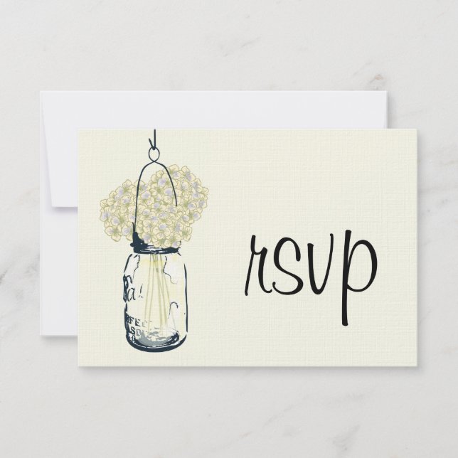 Hydrangea & Mason Jar Wedding RSVP (Frente)