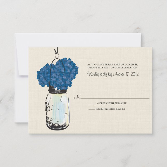 Hydrangea & Mason Jar Wedding RSVP (Frente)