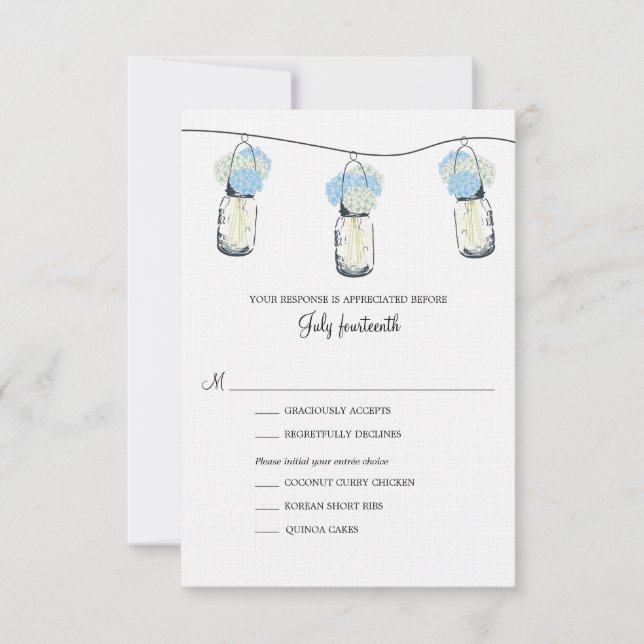 Hydrangea & Mason Jar Wedding RSVP (Frente)