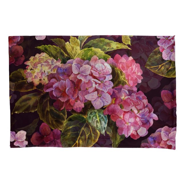 Hydrangea, padrão floral escuro e perfeito. (Frente)