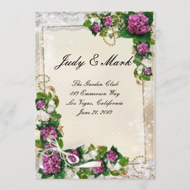Hydrangea Purple E Placa De Menu Lace (Frente)