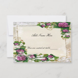 Hydrangea Roxa E Cartão De Localidade De Mesa