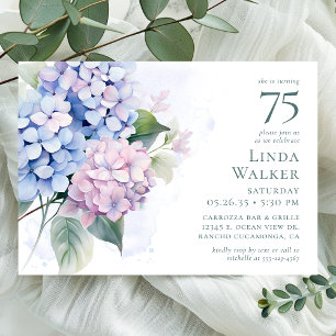 Hydrangeas 75º Convite de aniversário