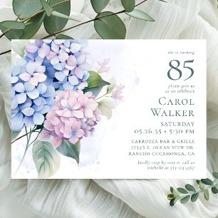 Hydrangeas 85º Convite de aniversário