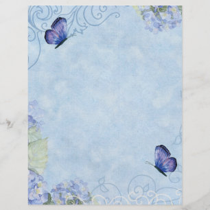 Hydrangeas Azuis, Borboleta e Floral Moderno