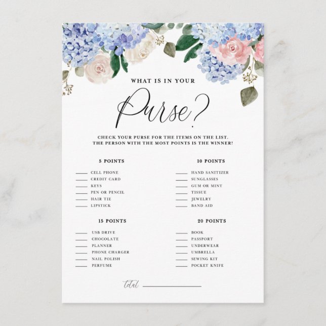 Hydrangeas Azuis O que há no seu Cartão de Jogo da (Frente)