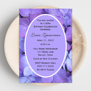 Hydrangeas do convite de aniversário do 90