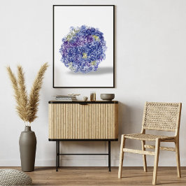 Hydrangeas in Watercolor - Impressão de Arte Flora