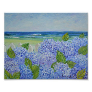 Hydrangeas pelo impressão da foto do mar