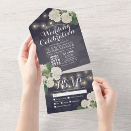 Hydrangeas String Luzes Azuis Flores Casadas RSVP