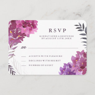 Hydrangeas Watercolor e Placa RSVP de Botânicos
