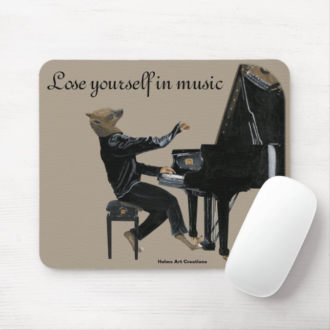 Hyena Piano Music Player Fantasy Art Mouse Pad (Com mouse)