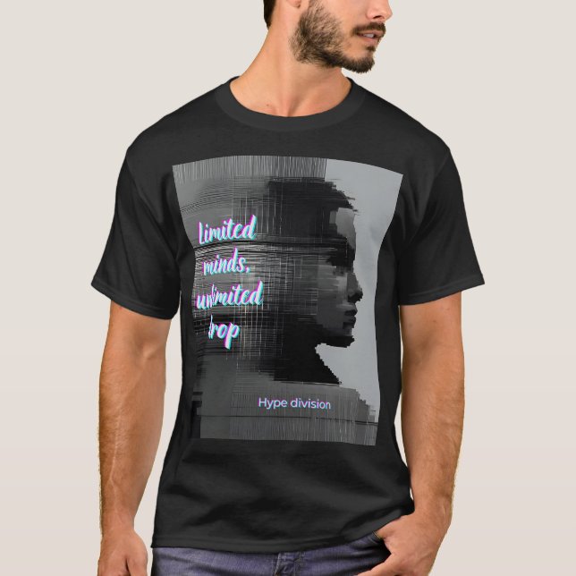 Hype Black Unisex T-shirt Drop Glitch Effect (Frente)