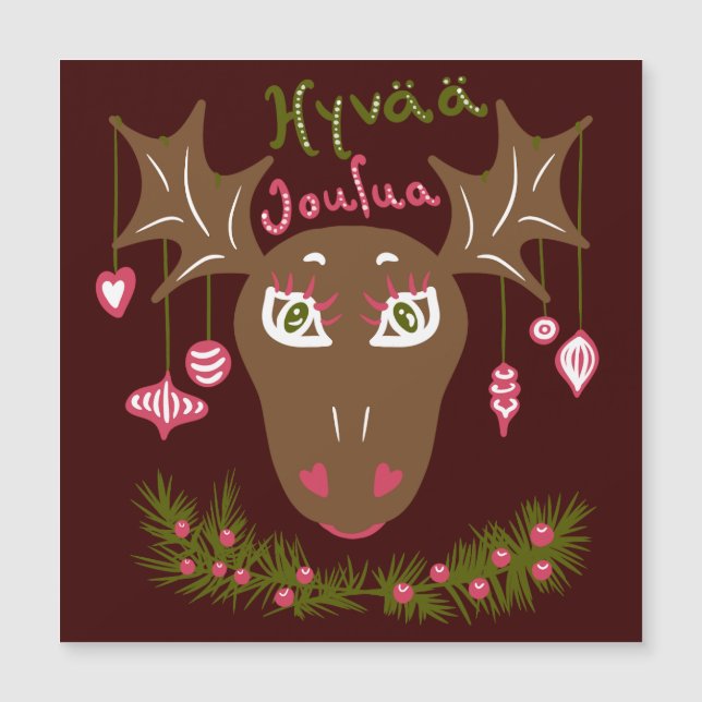 Hyvää Joulua alce de Natal com ornamentos (Frente)