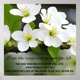 I Am Resurrection Motivational Bíblia Verse Poster
