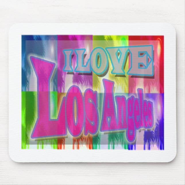 "I AMVE Los Angeles" Palms Coloridas Mousepad (Frente)
