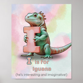 I é para Iguana – Poster de Berçário de Animais do