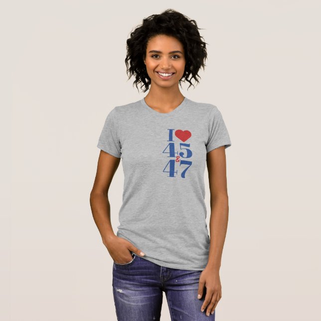 I Heart 45 & 47 T-Shirt Assimétrico (Frente Completa)