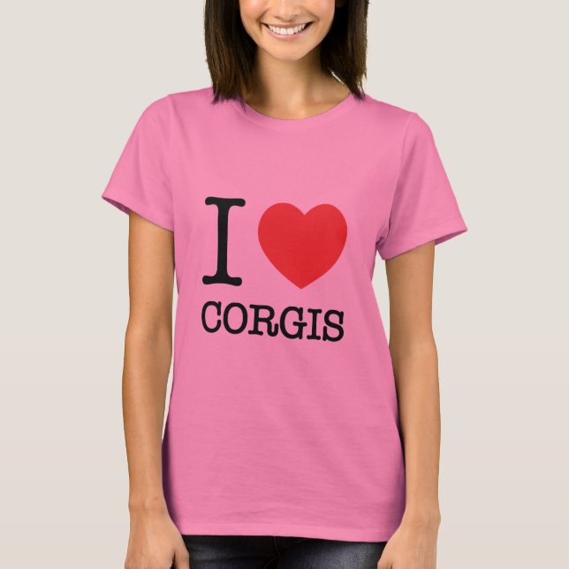 I Heart Corgis Ladies Ringer T-shirt (Frente)