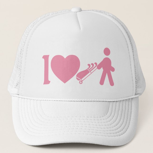 I Heart Golf Golf Pink White Ball Boné (Frente)