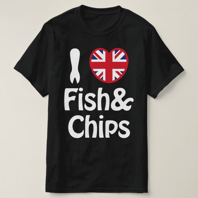 I Heart [Love] Fish & Chips T-Shirt (Frente do Design)
