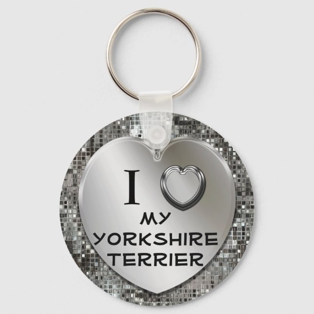 I Heart (Love) My Yorkshire Terrier Chaveiro (Frente)
